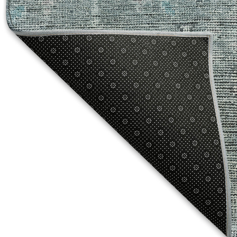 Premium Machine Washable Prisco Teal Rug, Runner 2'3" x 7'6"