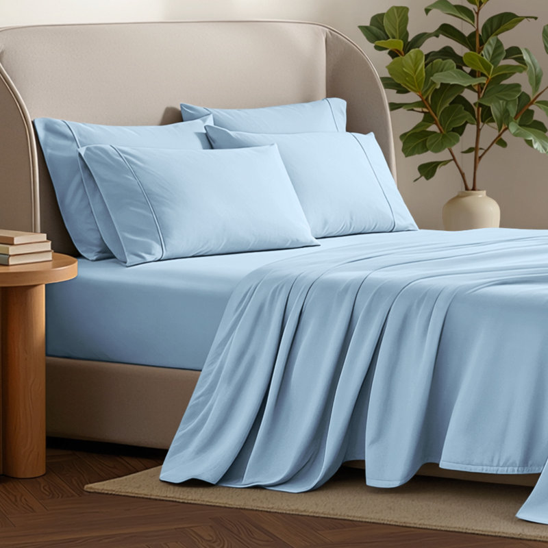 Microfiber Sheet Set with Bonus Pillowcase Set, Twin XL, Light Blue