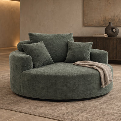 Chaise d'appoint moderne en forme de nuage organique avec un siège rond spacieux et un revêtement en chenille doux pour le salon et la lecture de la chambre à coucher