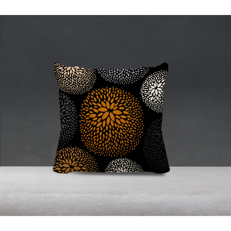 Housse et insert de coussin décoratif intérieur / extérieur Bavière, Orange / noir, H 19 po x l 19 po