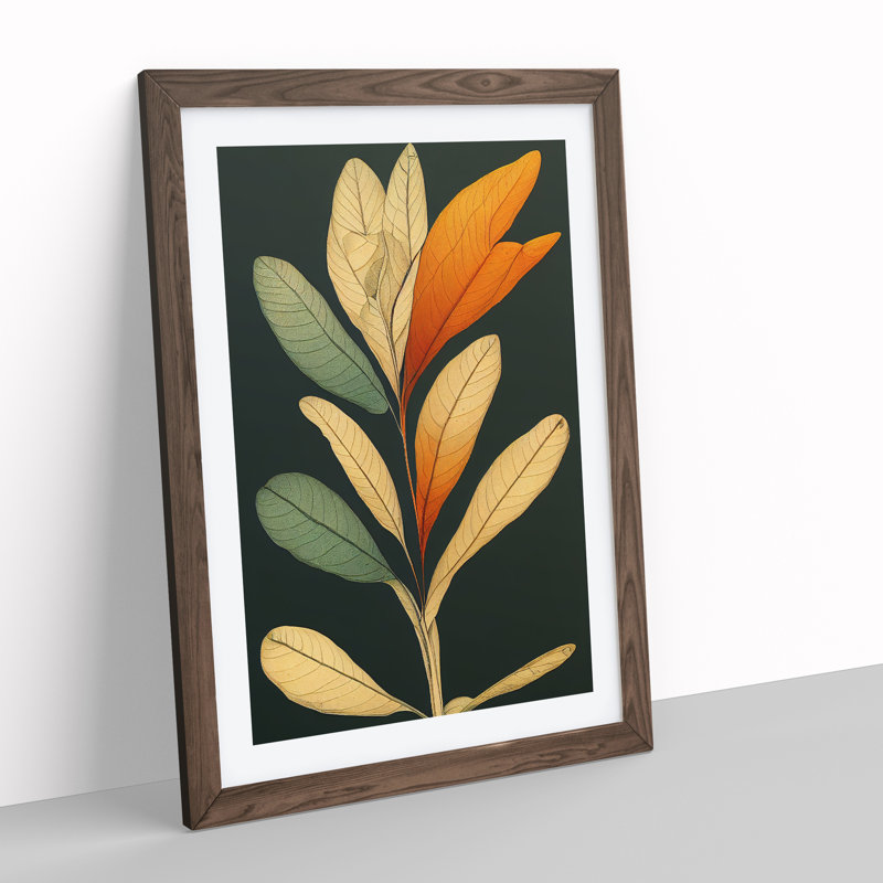 Pretty Leaves Art No.2 - Wall Art, 34cm H x 25cm W, Walnut Framed