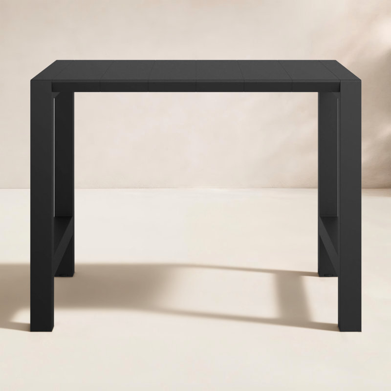 Farrah Rectangular Extendable Outdoor Bar Table , 39 " W 39.37 " D, Black