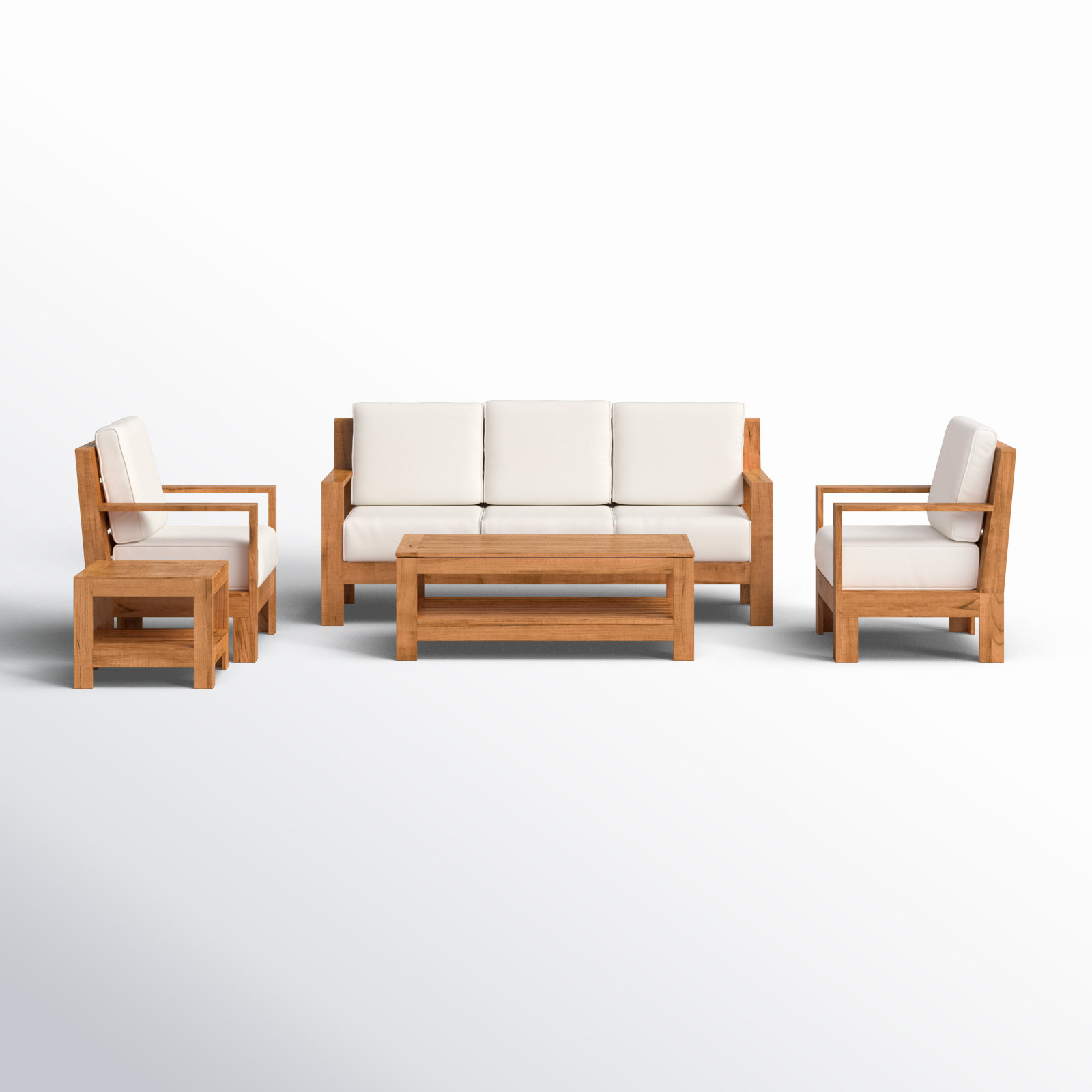 Beaufort Teak Outdoor Conversation Set, Canvas Vellum Sunbrella® Canvas