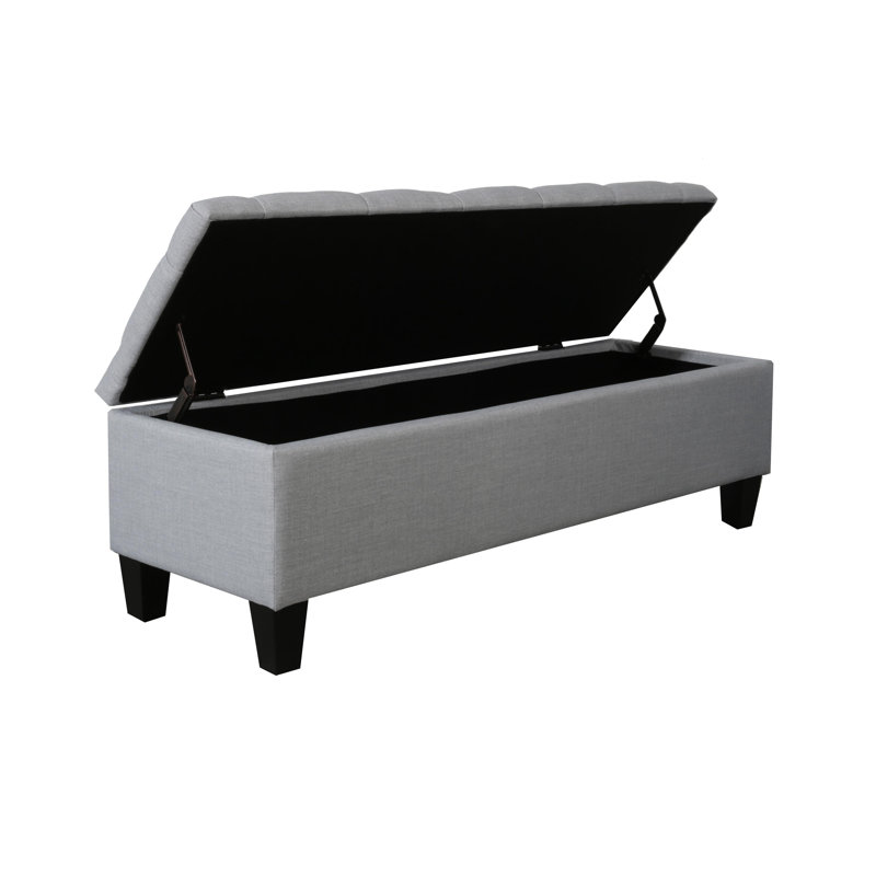Banc de rangement capitonné Cristalina, Gris