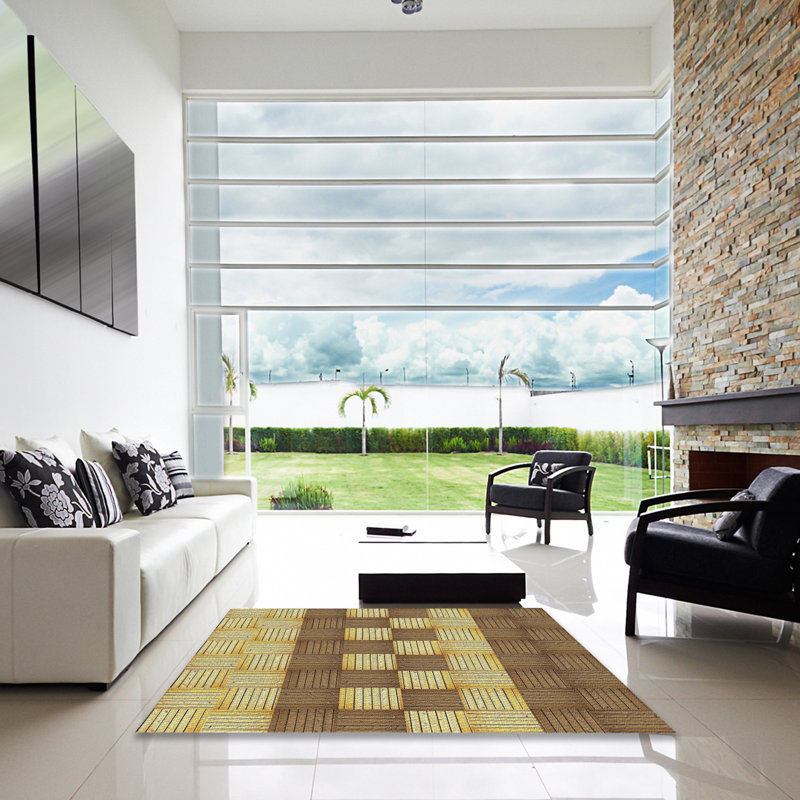 Tapis de zone brune à motifs, Carré 4 pi