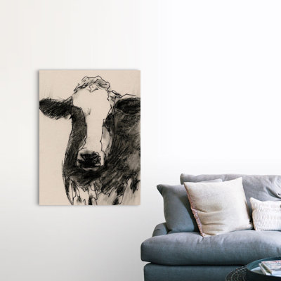 " Cow Portrait Sketch II " Painting Print