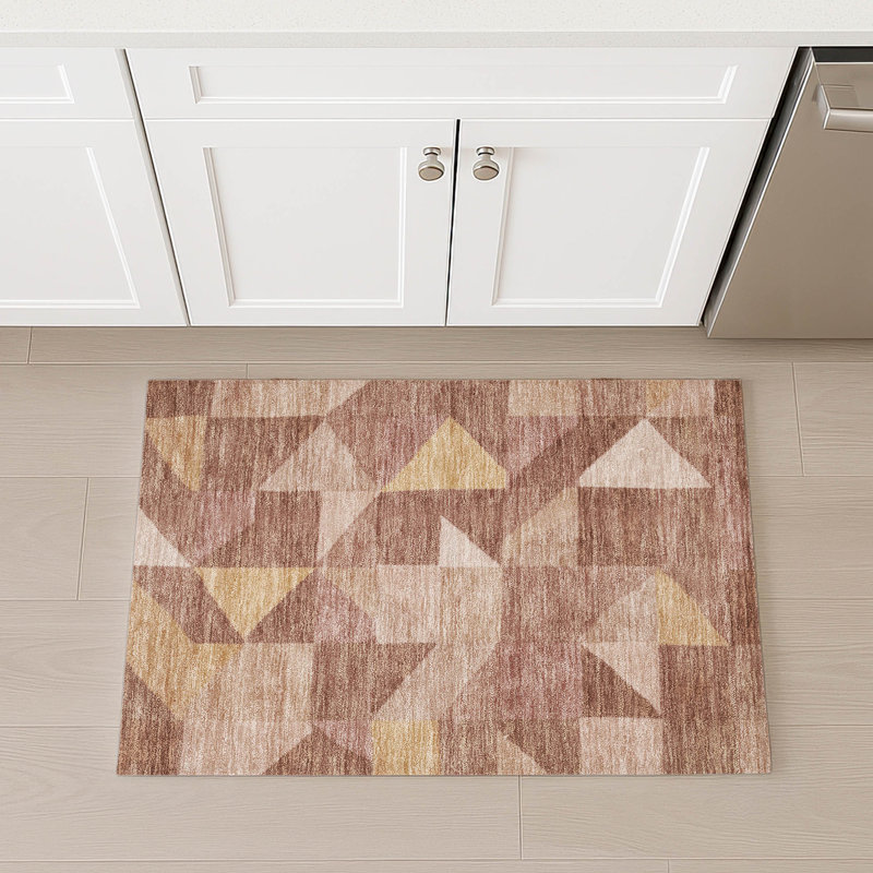 Machine Washable Indoor/Outdoor Jozwiak ACN2373 Geometric Rug, Rectangle 1'8" x 2'6"