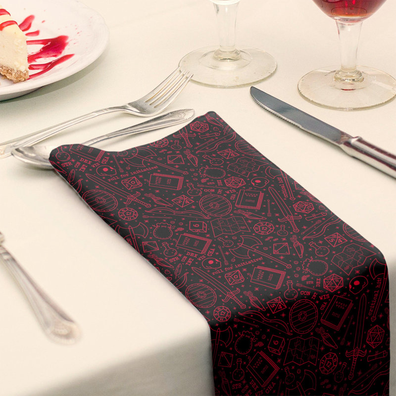 Serviette en coton à motif rpg lines, H 0,1 po x l 10 po x P 10 po, Noir / Rouge, Sergé de polyester