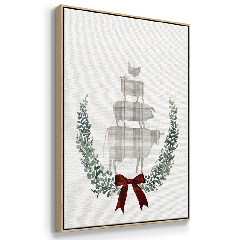 Yuletide Animals I, reproduction d'art sur toile, H 25 po x l 17 po x P 1,5 po, Cadre naturel flottant