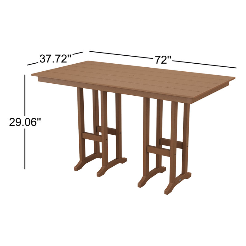 Table de salle à manger Farmhouse 37 "x 72", Brun, H 29,06 po x l 37,72 po x L 72 po