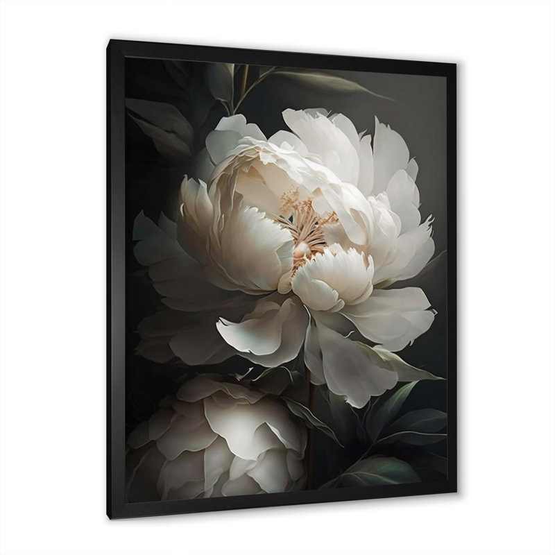 Peony Flower III - Peonies Wall Art, Black Picture Framed, 32" H x 16" W