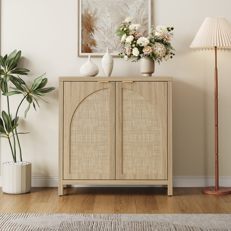 Boho - Rattan Sideboard With Adjustable Shelves, Light Oak