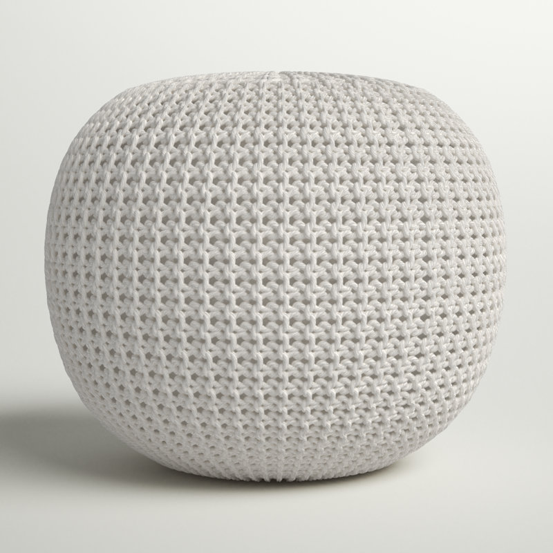 Bramble Upholstered Pouf, Ivory