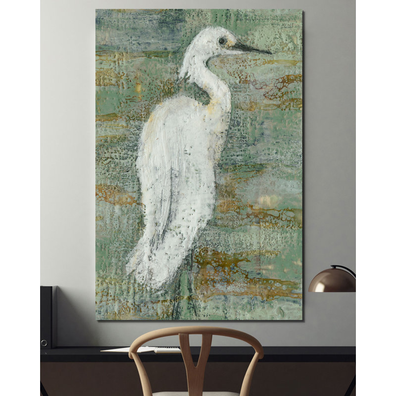 « textured héron ii », impression, H 18 po x l 12 po x P 1,5 po, Toile tendue