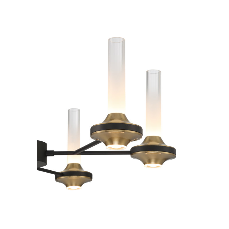 Lustre 12 lumières 24,5 po Torcia, Noir, noir, noir, noir