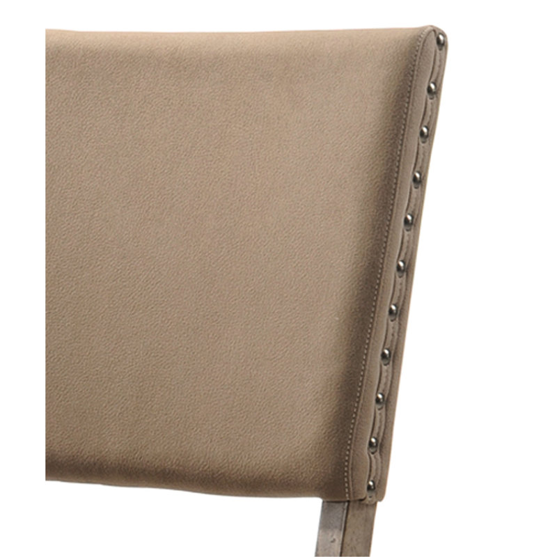 Ensemble de chaises de salle à manger rembourrées en tissu avec bois de grève imprimé, tête de clou