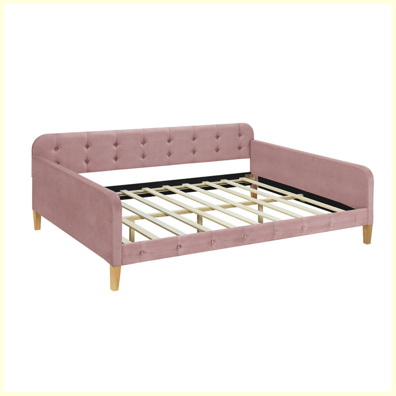 Upholstered Daybed with 4 Support Legs, Full / Double, Rubine