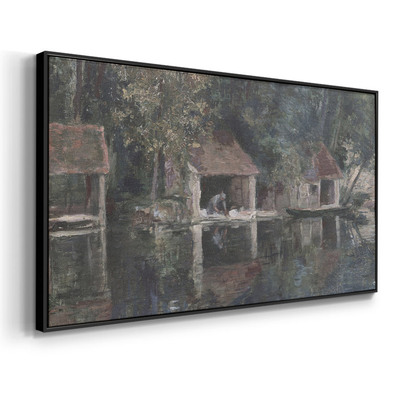 Paysage, série Dxxxiv, toile tendue avec châssis, prête à être accrochée, H 21 po x l 41 po, Noir
