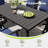 Maynard 7-Piece Black Metal Patio Dining Set With Rectangular Table, 6 Swivel Dining Chairs And Blue Cushions-122878505