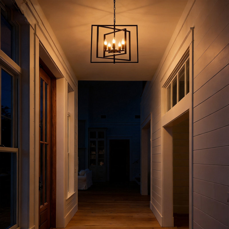 Lustre industriel à 5 lumières avec cadre en métal réglable à 360 degrés pour la salle à manger, le vestibule, le vestibule, le couloir, la chambre à coucher