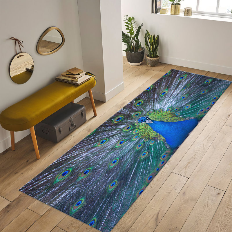 Botanical Themed With Pile Soft Printed Rug Featuring a Unique Blend of Green and Brown Color Palette in a Floral Design for a Refreshing Touch in Your Living Space