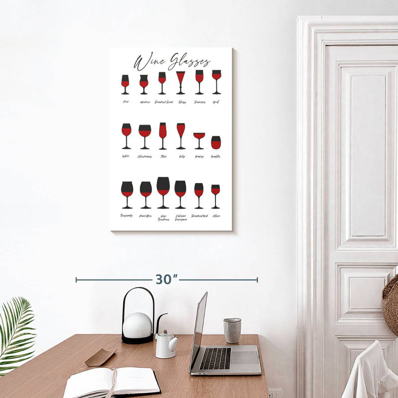 Yarlin Wine Glasses Chart, 30" H x 20" W