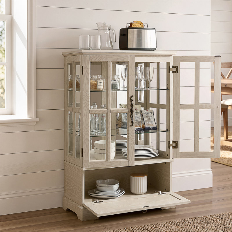 Vitrine avec portes en verre et tiroir rabattable