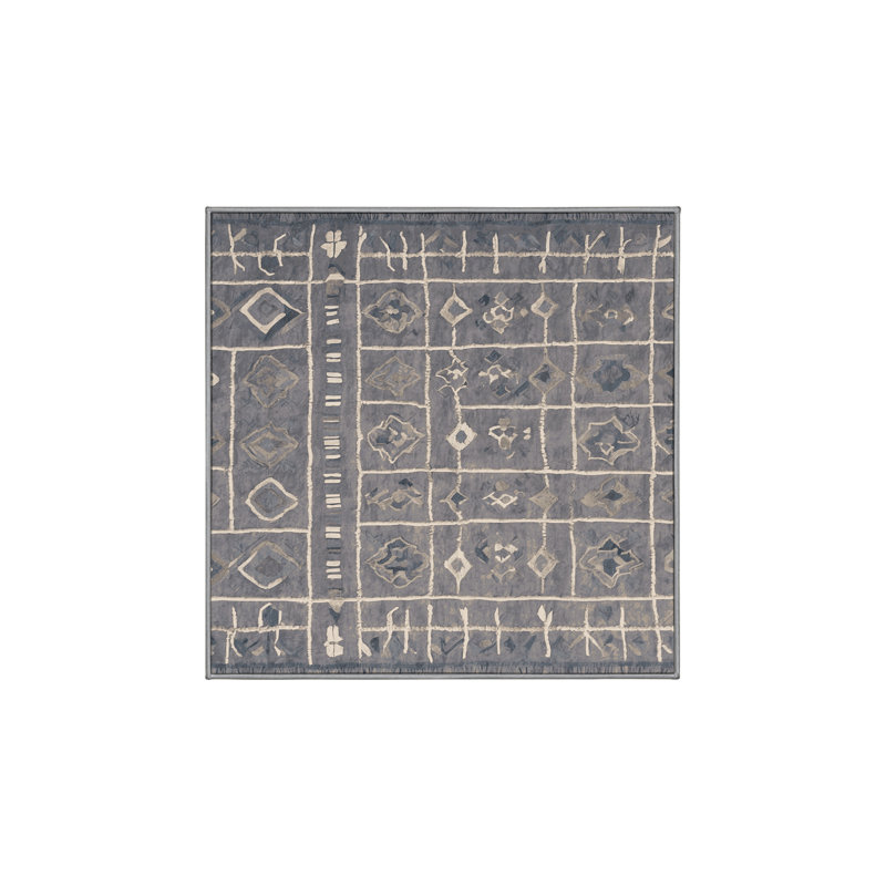 Tapis gris lavable à la machine, Carré 4 pi