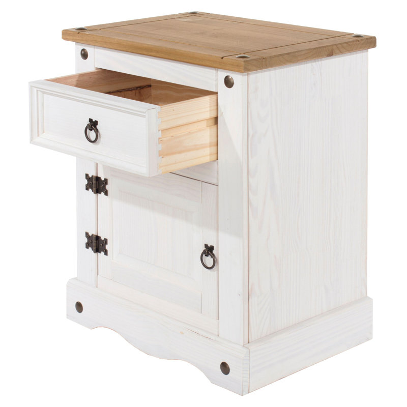 Choe White wax 1 Drawer Bedside Table, End Table, Side Table, Corona Design