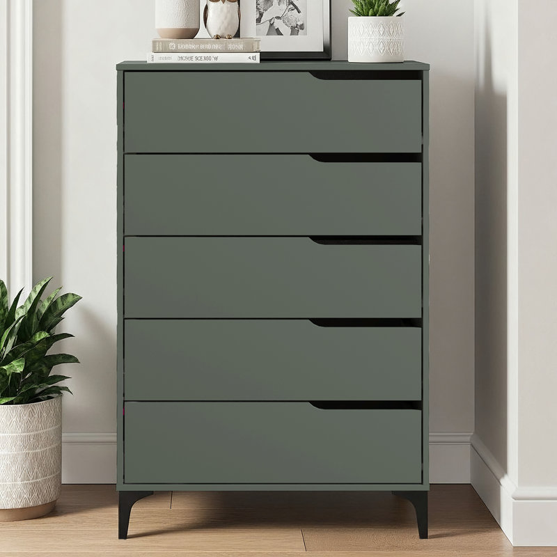 Norcross 5 Drawer 31'' W Dresser, Green