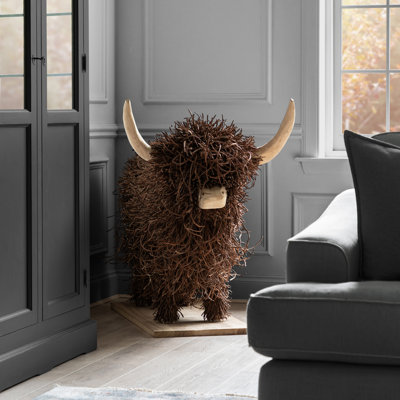 Highland Cow Animals Wood Garden Statue