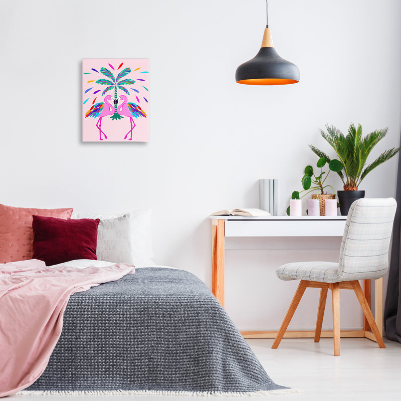  Miroir des flamants roses, art mural sur toile par Catalina Aguirre, H 20 po x l 16 po
