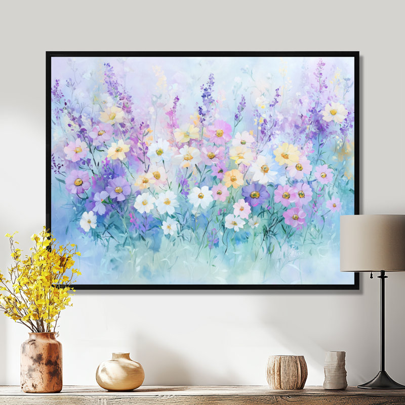 Lavande, couleurs, fleurs sauvages, bouquet IV - impression d'art mural Bouquet, H 12 po x l 20 po, Black