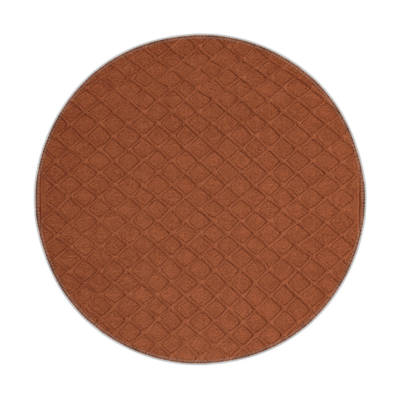 Trellis Brown Indoor and Outdoor Area Rug, Round 5'