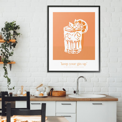 Keep Your Gin Up Framed Giclee, design by Lettered and Lined
