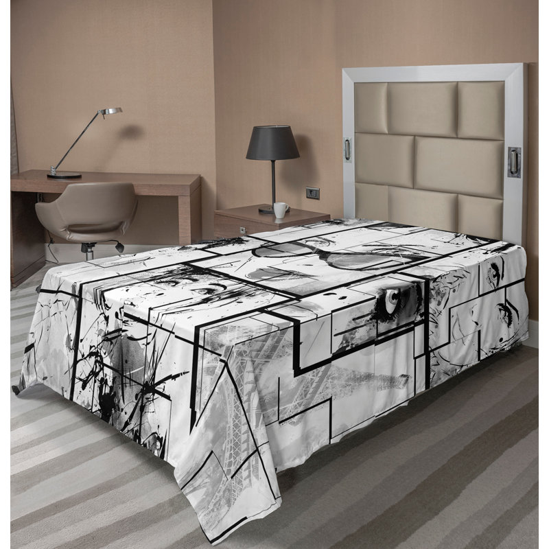 Drap-housse Ambesonne Tour Eiffel, Drap plat pour lit simple TG