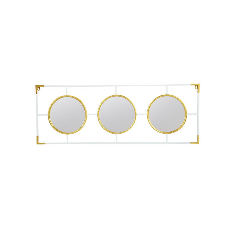 Décoration murale trois miroirs - blanc doré, flair moderne, 15,7 x 43,3 pouces
