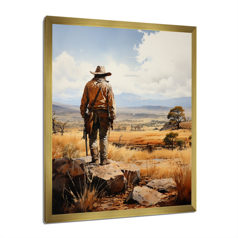 Peirson Cowboy Quiet Contemplation sur toile, H 40 po x l 30 po, Encadrement doré