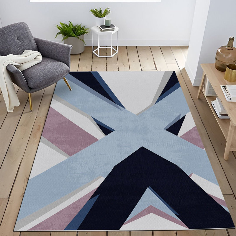 Multi-Colored X Patterned Decorative Rug, Rectangle 3'3.37" x 4'11.06"
