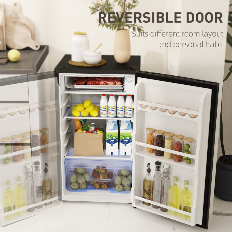 Brayden Studio 0.1m³ L Freestanding Mini Fridge with Freezer, Black