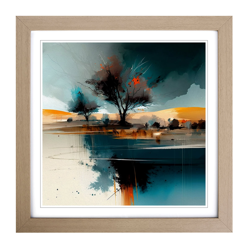 Landscape Gestural Art - Framed Print, Oak