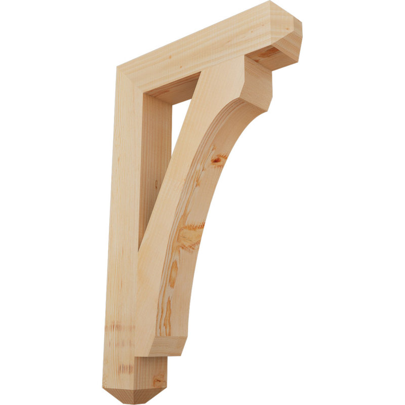 H Support en bois / corbeau, H 32 po x l 3,5 po x P 20 po, Douglas (lisse)