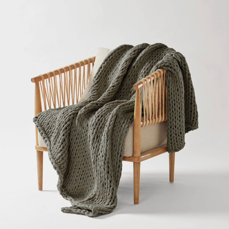 Jeté double tricoté à la main Friesen, Gris anthracite