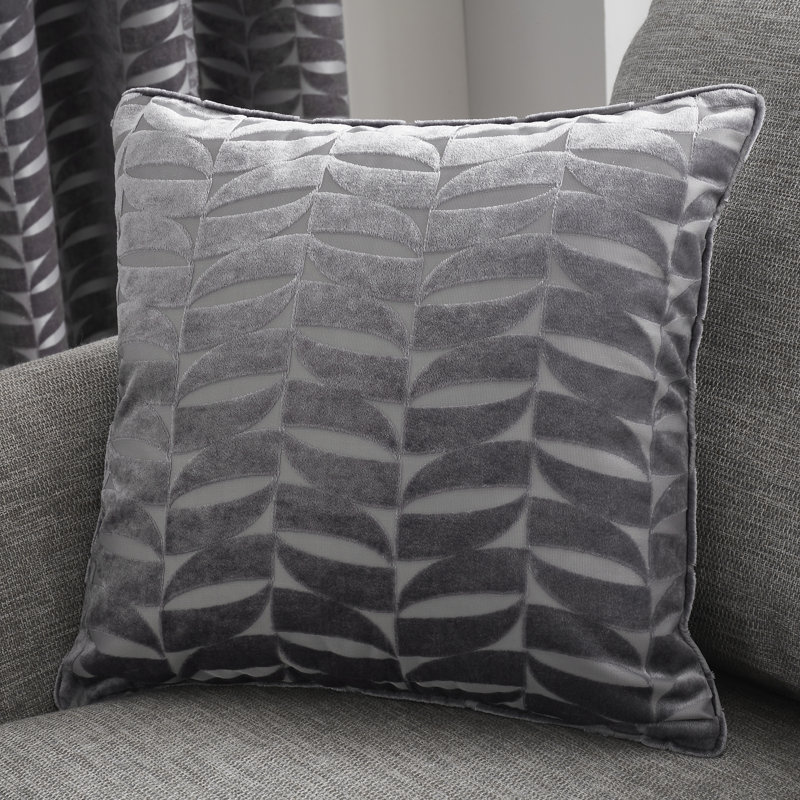 Kendal Geometric Square Cushion, Charcoal Grey, Polyester