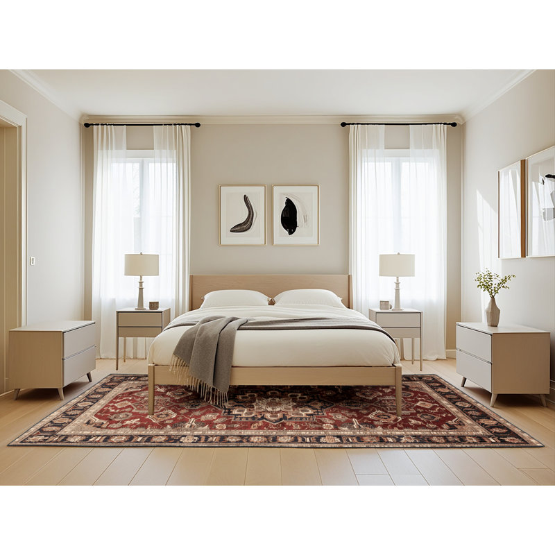 Tapis persan noir lavable à la machine, Rectangle 5 pi x 8 pi