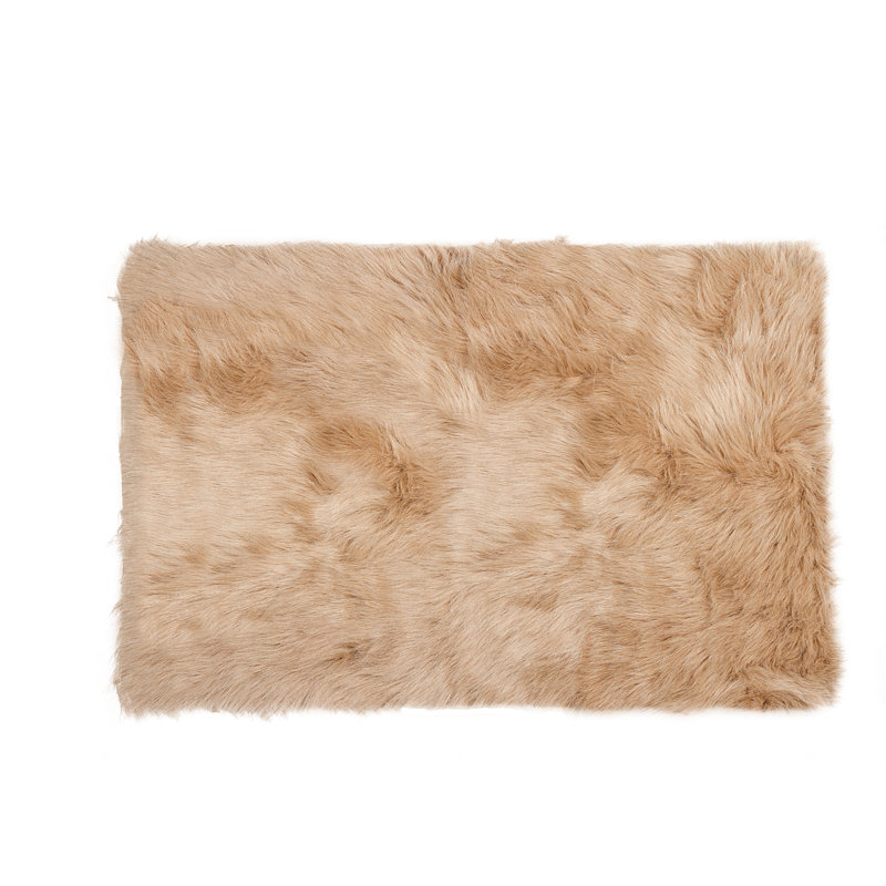Shawnta Faux Sheepskin Fur Tan Area Rug, Rectangle 5' x 8'