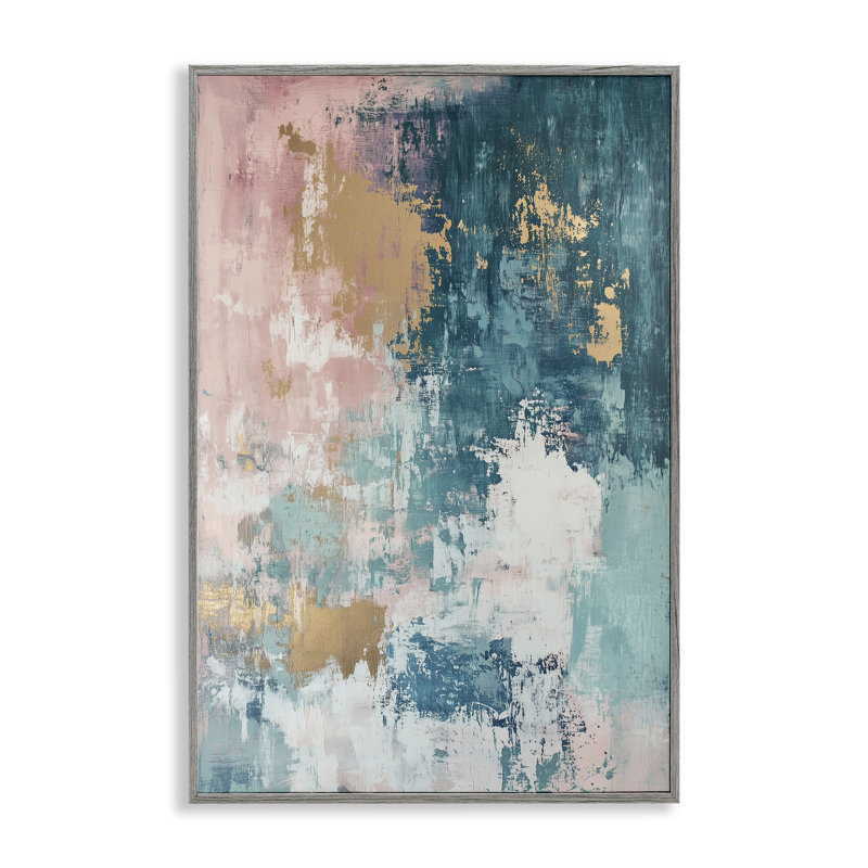  Art abstrait giclée bleu sarcelle par Gina Kelly, H 30 po x l 20 po, Estampe numérique Farmhouse