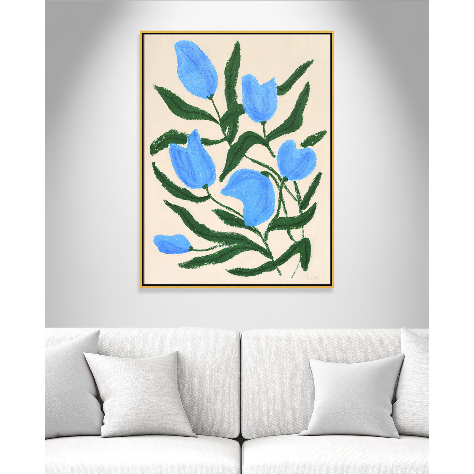 Colette "Blue Tulips" Print by Camilla Bergqvist, 41.5" H x 31.5" W, Gold