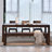 Modern Nut-Brown Rectangular Solid Wood Dining Table-223132008