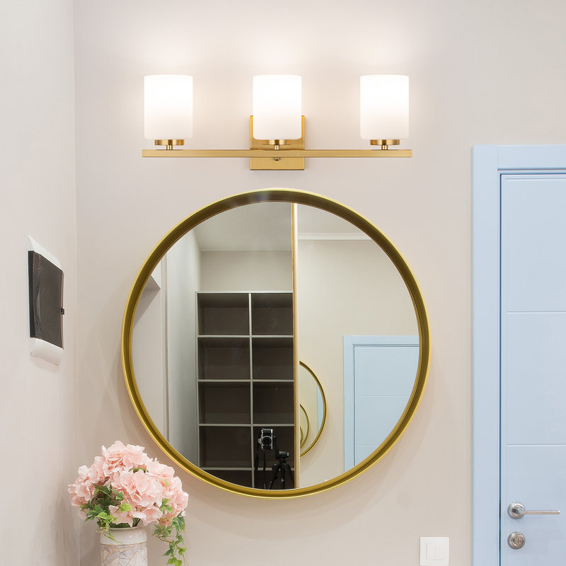 Ellysen Dimmable Vanity Light, 3, Brushed Gold, Opal Glass